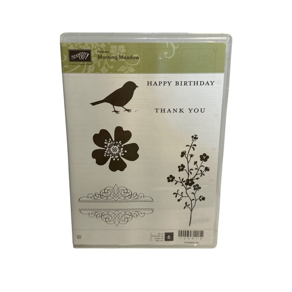 Pre-Used Stampin’ Up! Sale-A-Bration “Morning Meadow” 6-Pcs Cling Stamp Set Arts